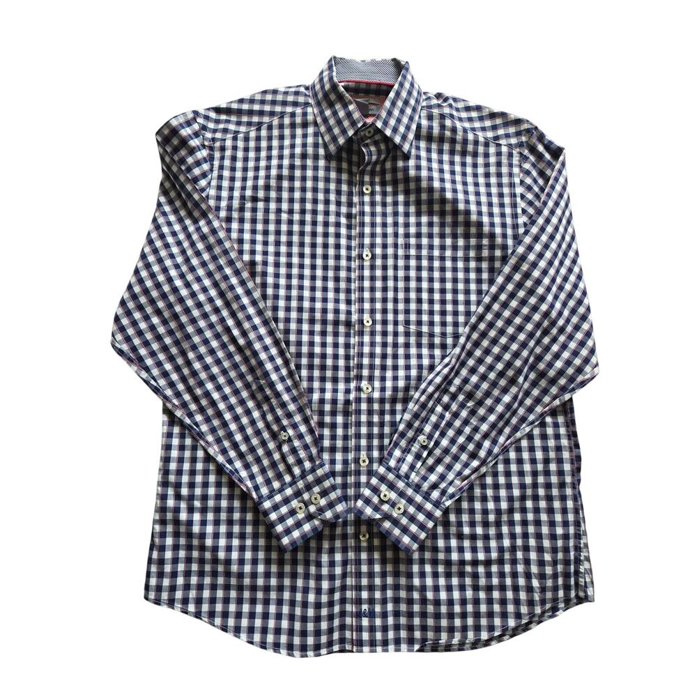 Johnston & Murphy Plaid Dress Shirt Medium